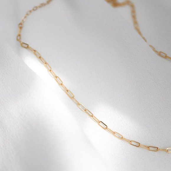 Gold Filled Paperclip Chain Necklace - Picture 2 of 4